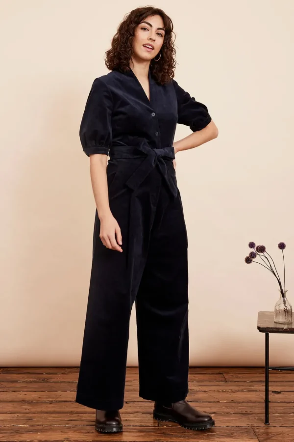 Stella Needlecord Navy Black Jumpsuit