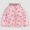 Strawberry Print on Rose Hooded Packable