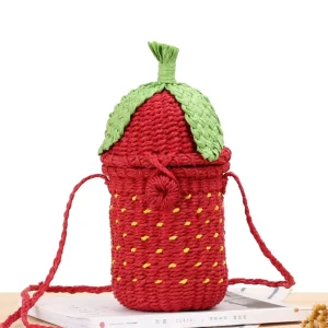 Strawberry Straw Crossbody Bag