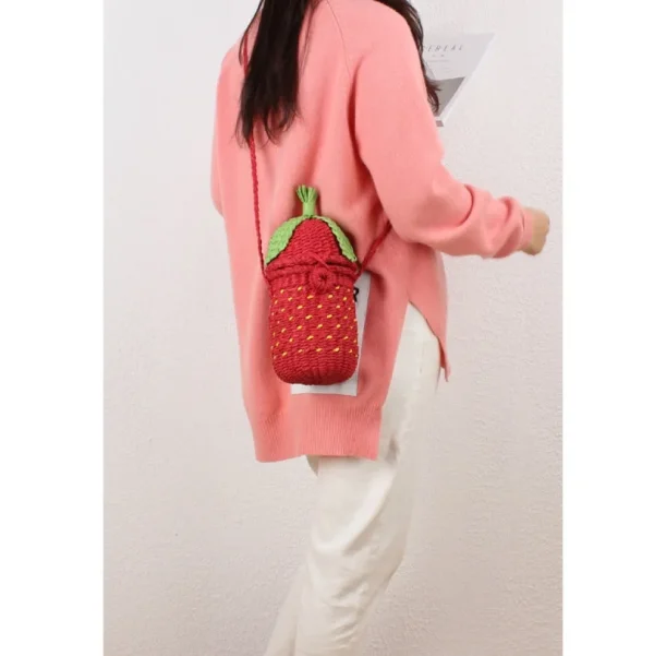 Strawberry Straw Crossbody Bag