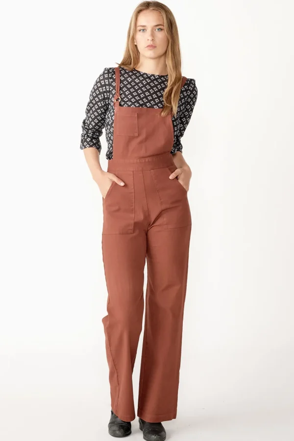 Stretch Denim Overalls - Olive