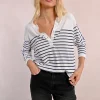 Stripe Henley Top - Blue/White