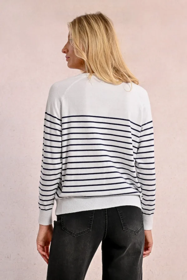 Stripe Henley Top - Blue/White