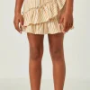 Striped Asymmetric Ruffle Skirt