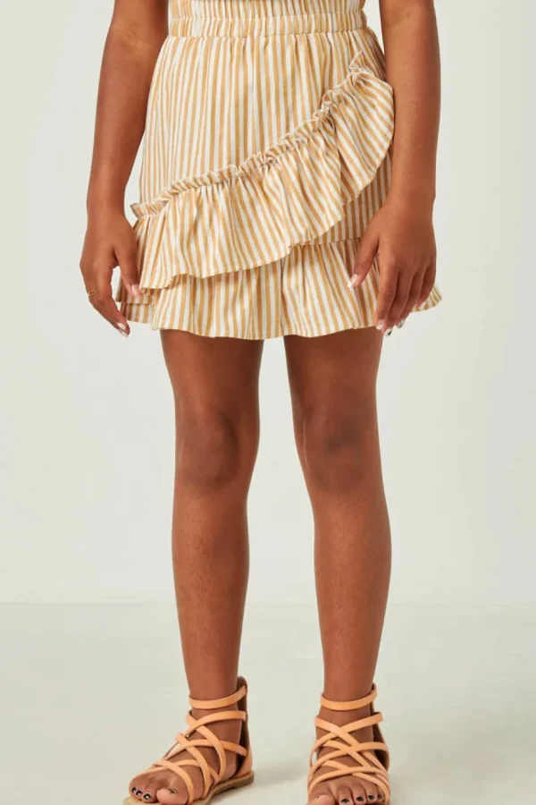 Striped Asymmetric Ruffle Skirt