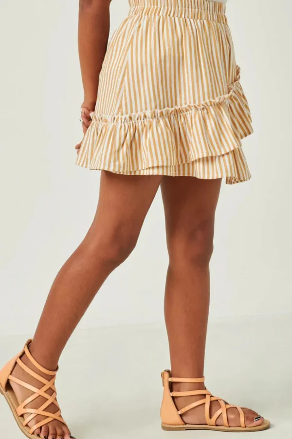 Striped Asymmetric Ruffle Skirt