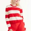 Striped Long Sleeve Sweater - Red