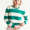 Striped Long Sleeve Sweater - Green