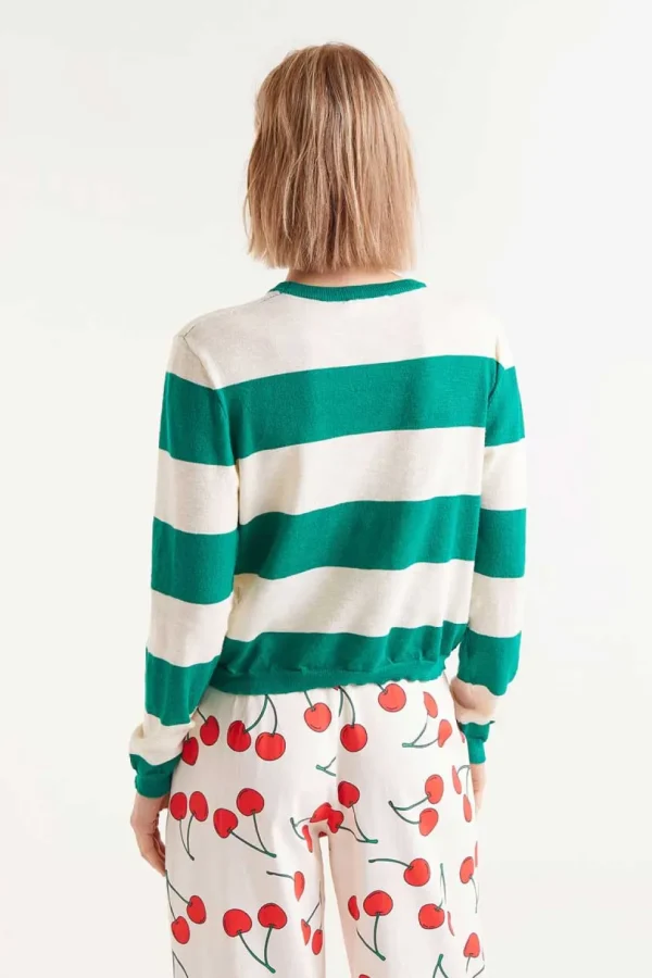Striped Long Sleeve Sweater - Green