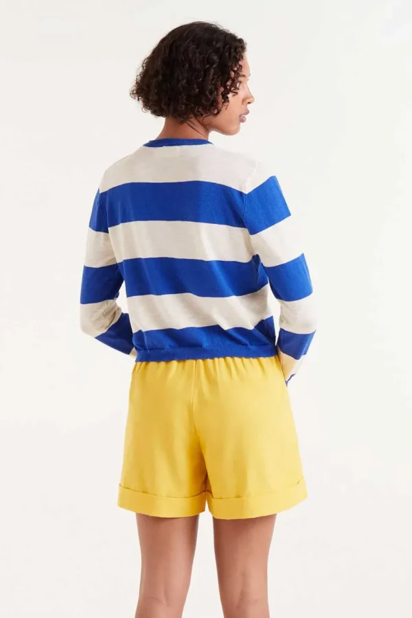 Striped Long Sleeve Sweater - Blue