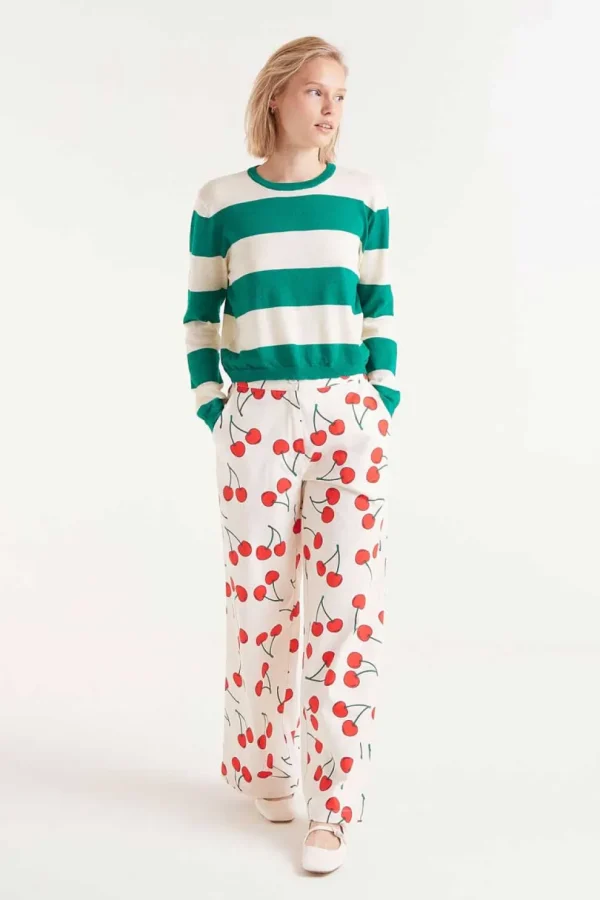 Striped Long Sleeve Sweater - Green