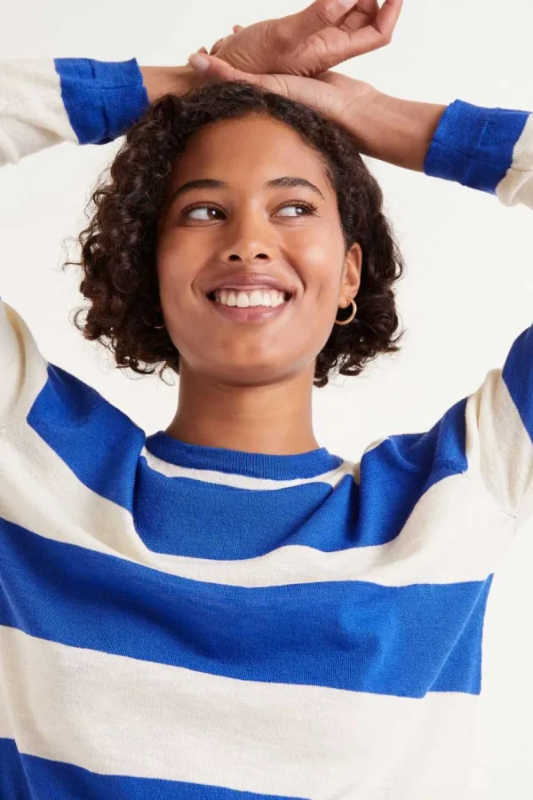 Striped Long Sleeve Sweater - Blue