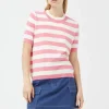 Striped Short Sleeve Sweater - Pink
