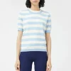 Striped Short Sleeve Sweater - Blue