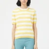 Striped Short Sleeve Sweater - Yellow