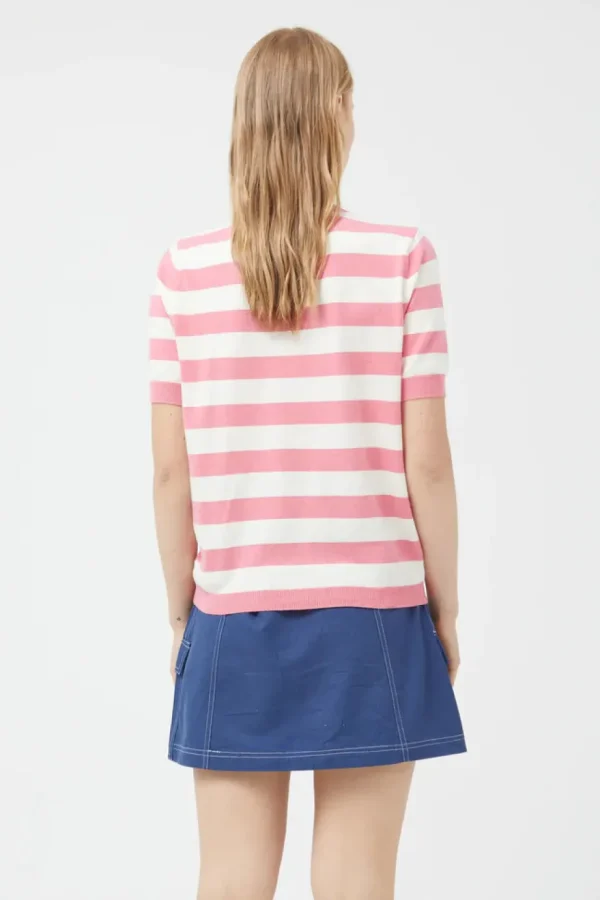 Striped Short Sleeve Sweater - Pink