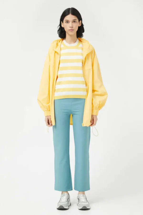 Striped Short Sleeve Sweater - Yellow