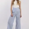 Striped Wide Leg Pants - Blue