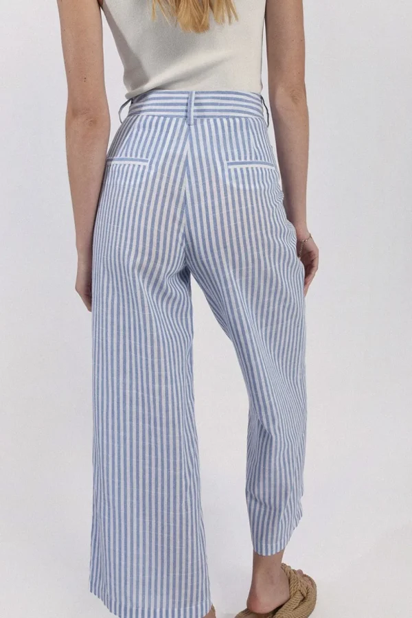 Striped Wide Leg Pants - Blue