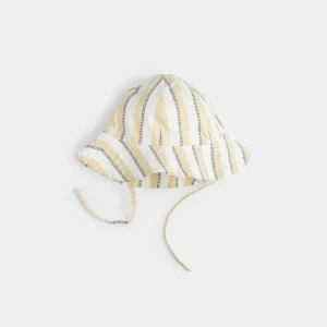 Striped Woven Hat - Yellow