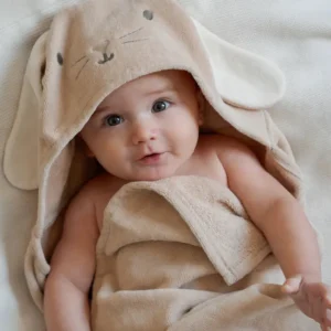 Taupe Bunny Hooded Baby Bath Wrap