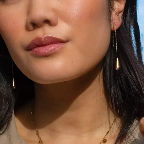 Teardrop Threader Earring - 18K Gold Plated