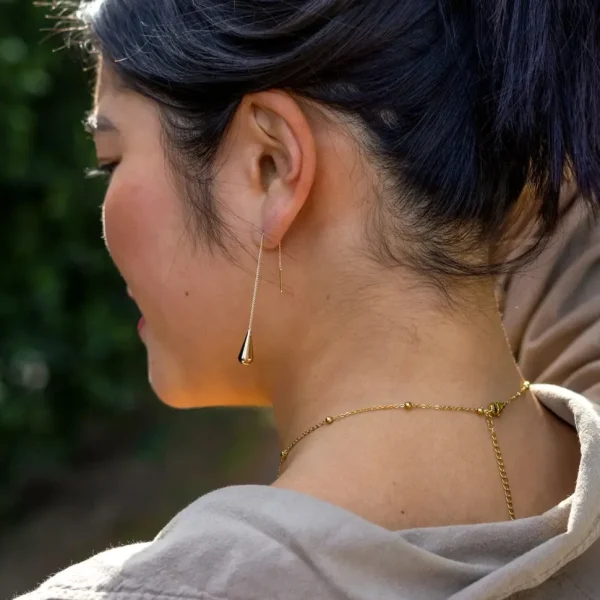 Teardrop Threader Earring - 18K Gold Plated