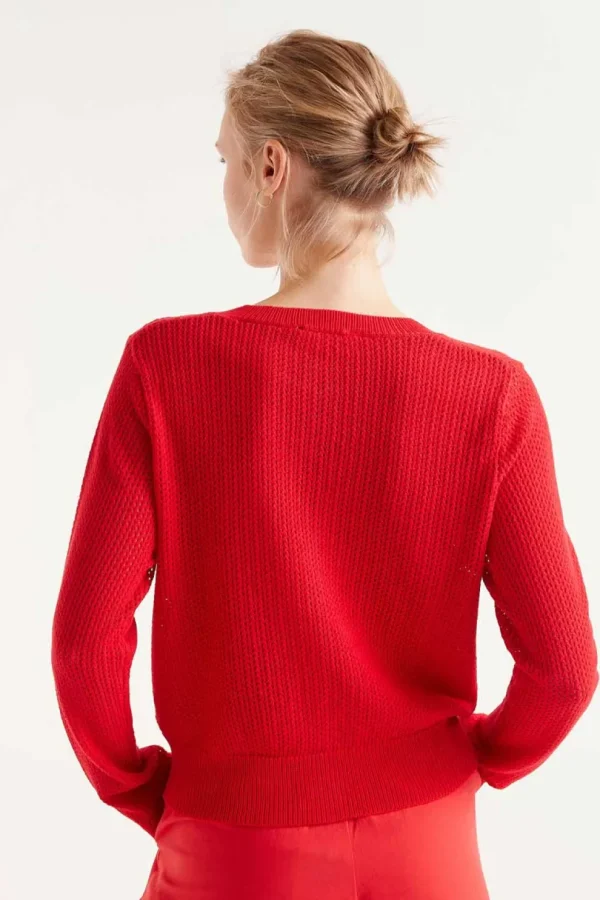 Textured Cardigan - Red