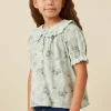 Textured Floral Lace Peter Pan Collar Top