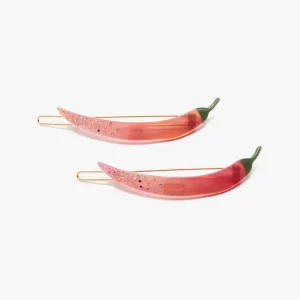 Thai Chili Pepper Acetate Barrette Clip Set