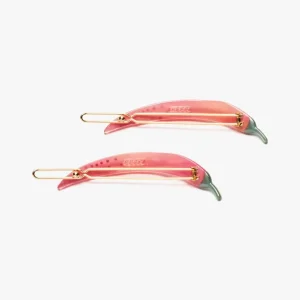Thai Chili Pepper Acetate Barrette Clip Set