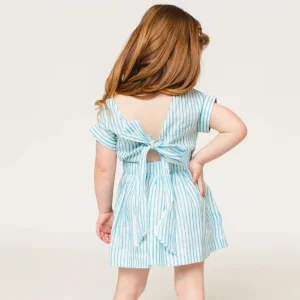 The Bow Back Dress - Linen Stripe