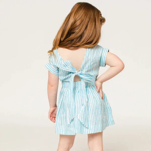 The Bow Back Dress - Linen Stripe