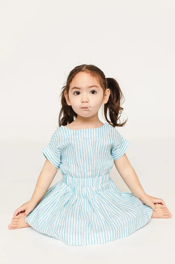 The Bow Back Dress - Linen Stripe