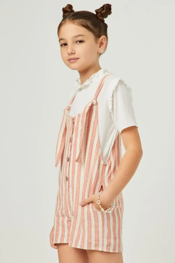Tie Button-Front Romper