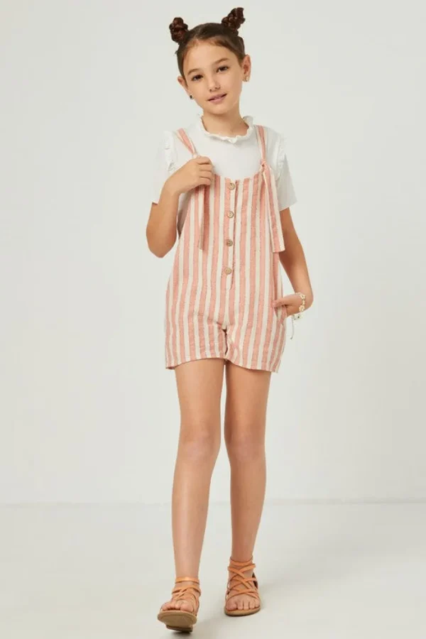 Tie Button-Front Romper