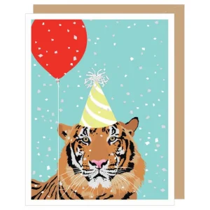 Tiger + Red Balloon Birthday Card