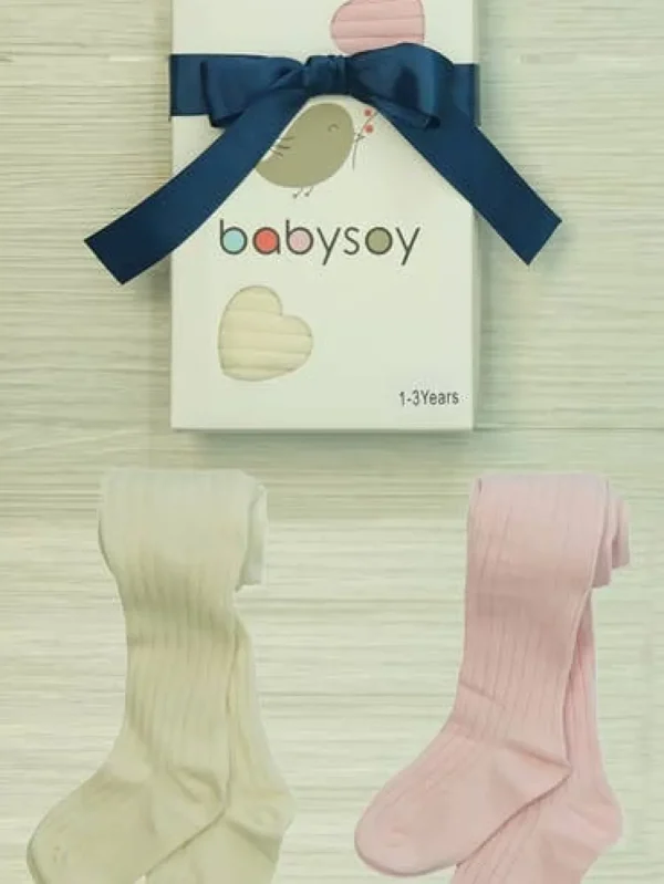 Tights - Set of 2 (Cream + Pink)