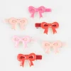 Valentine's Bow Hair Clips (x6)