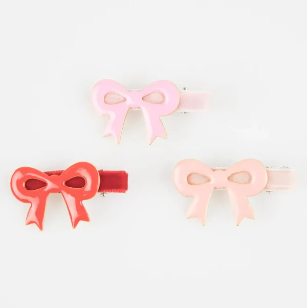 Valentine's Bow Hair Clips (x6)