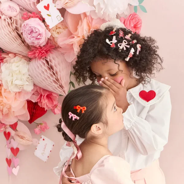 Valentine's Bow Hair Clips (x6)