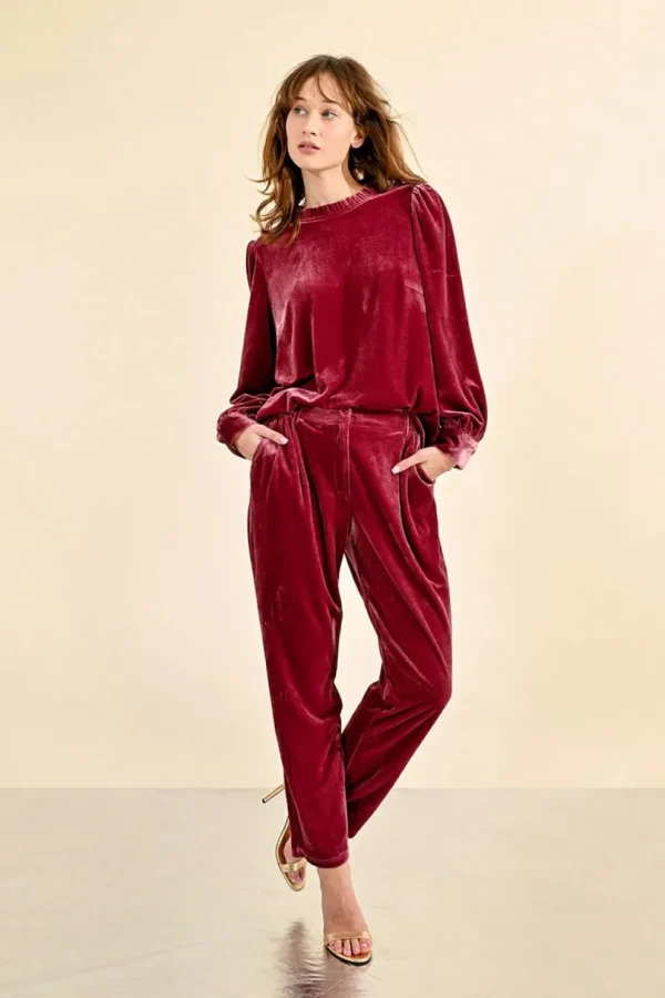Velvet Cigarette Pants - Pink