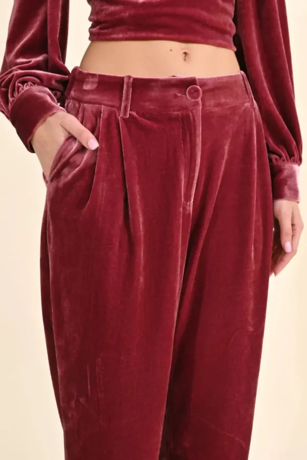 Velvet Cigarette Pants - Pink