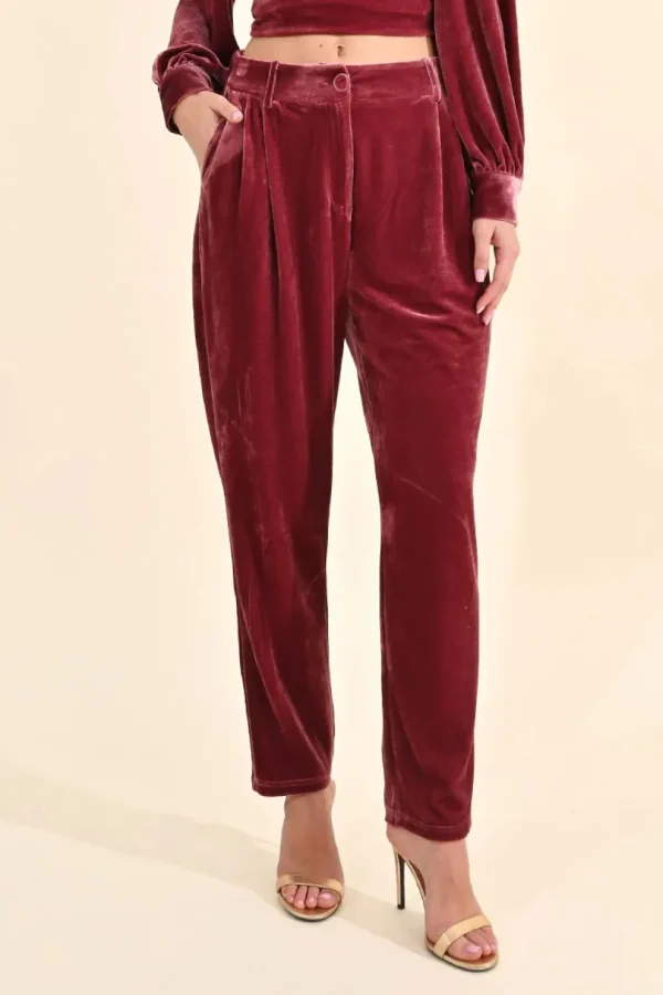 Velvet Cigarette Pants - Pink