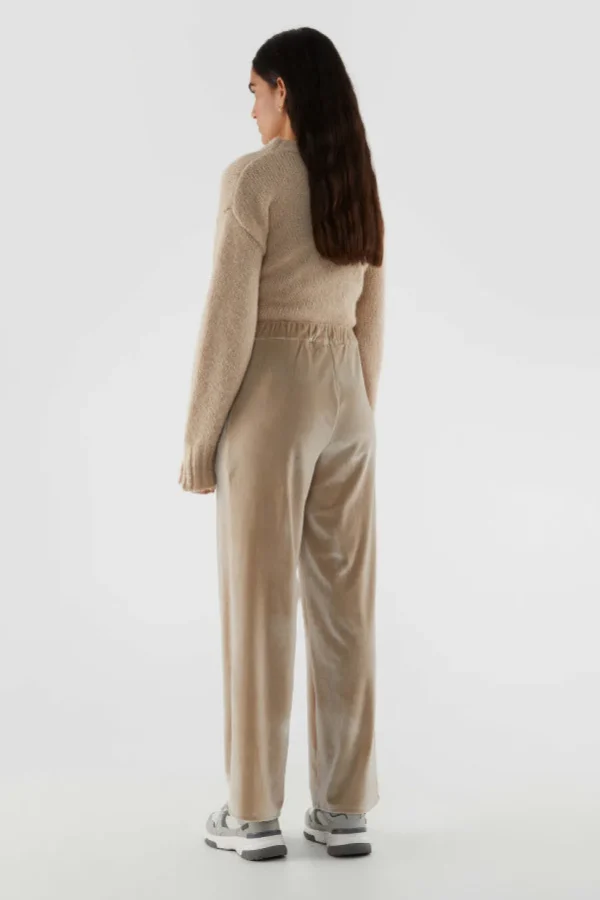 Velvet Stretch Pants - Beige