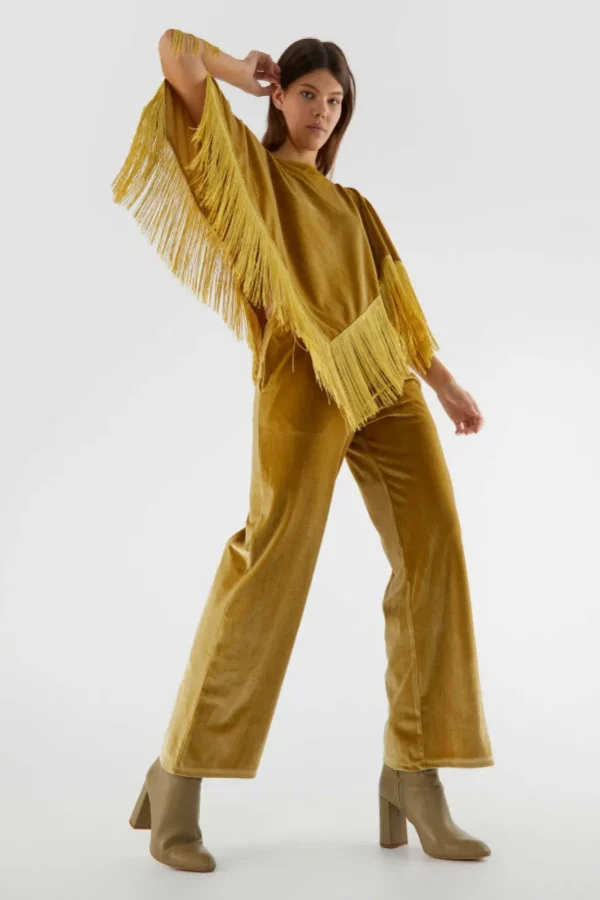 Velvet Stretch Pants - Gold