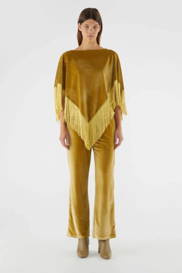 Velvet Stretch Pants - Gold