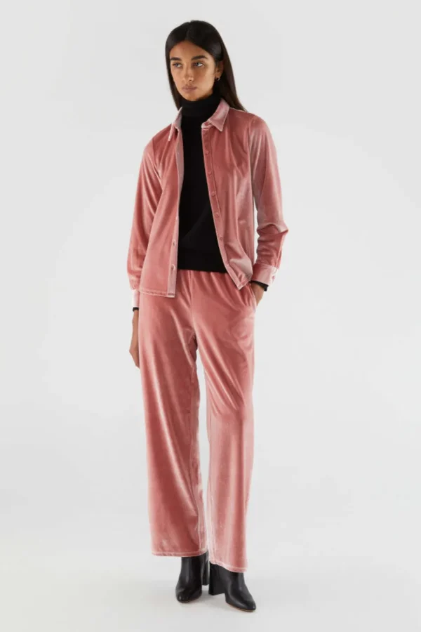 Velvet Stretch Pants - Pink