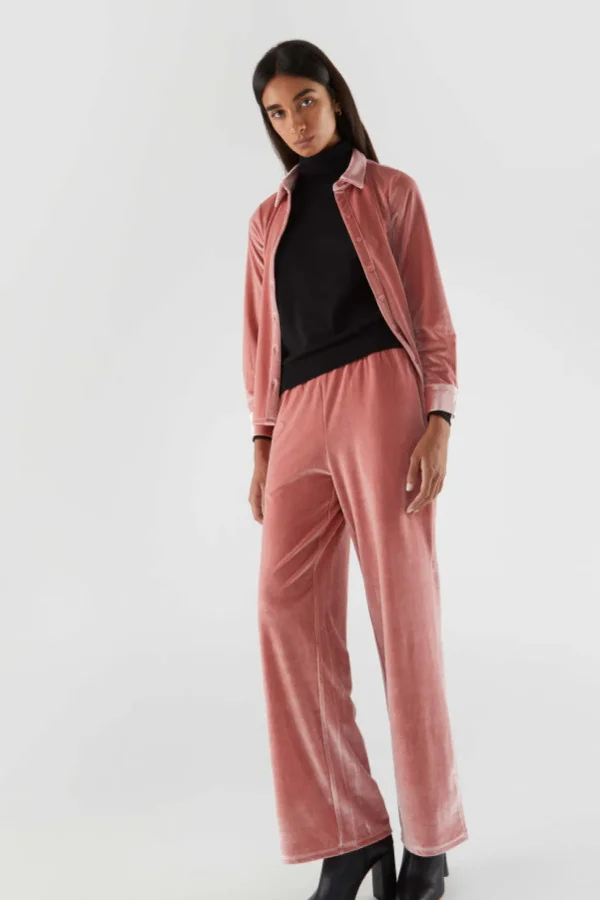 Velvet Stretch Pants - Pink