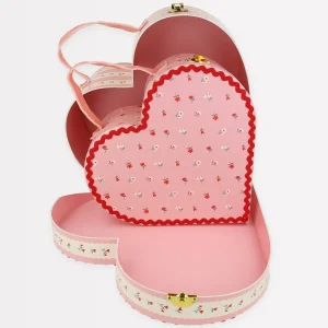 Vintage Rose Heart Suitcases (x 2)